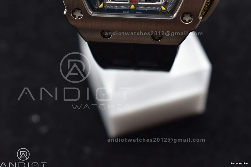 Chrono Strap V Edition Crystal Dial Black 1:1 KVF on Rubber RM011 Black SS 1025 Best Sophisticated A7750 0405
